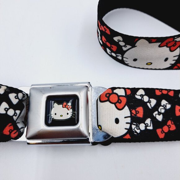 Rare Buckle-Down Seatbelt Sanrio Hello Kitty Bows Women’s Black Adjustable Belt - Picture 6 of 10